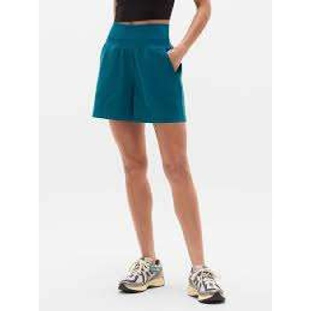 Athleta Playa Linen Bermuda Shorts Teal Blue 100% Linen Womens 18 798617-00